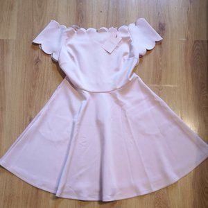 Ted Baker Fellama Bardot Scallop Baby Pink Mini Dress